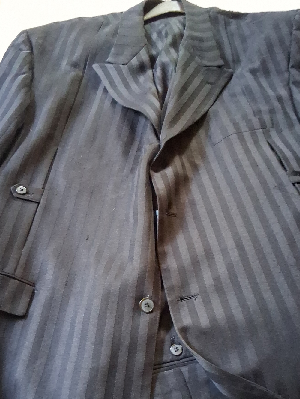 Men's Charcoal Black And Gray  Striped Blazer Jacket And Pants
